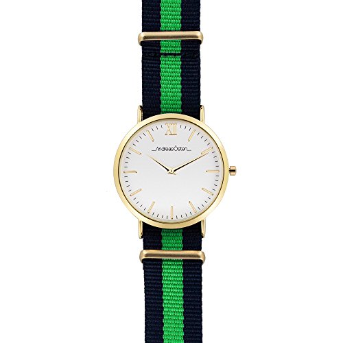 Andreas Osten Unisex Analog Quarz Uhr mit Nylon Armband AO-69 von Andreas Osten