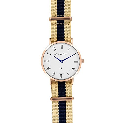 Andreas Osten Unisex Analog Quarz Uhr mit Nylon Armband AO-85 von Andreas Osten
