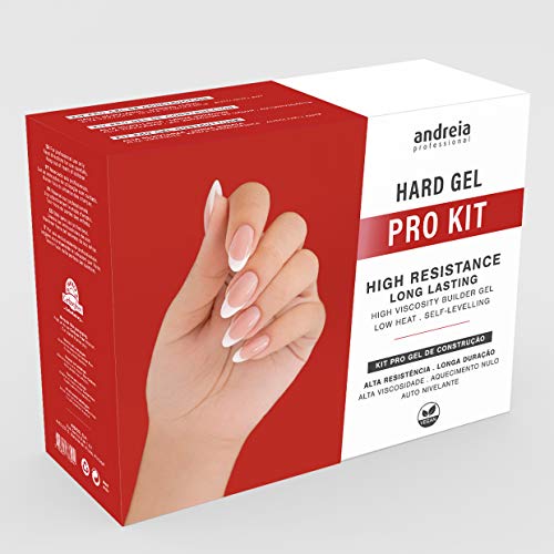 Andreia Professional Hard Gel Nail Kit PRO für Maniküre und Gellack mit Aufbaugel, Ultrabond Nagelgrundierung, Nagellack, Extra Glow, Prep Clean Cleanser, Nagelfeile, Handtuch und Bürste von Andreia