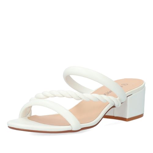 Andrés Machado - AM5760 - Elegante Damen Sommer Pantolette mit quadratischem Absatz - Geflochten und mit Absatz - Schick und bequem - Kleine Größen - Weich in Weiß, Größe EU 45 von Andrés Machado