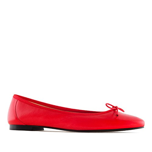 Andrés Machado - Elegante Ballerinas für Damen Junge Frauen aus Leder – Marta – Bequeme Damenschuhe für den Sommer Loafer Slipper mit flachem Absatz– Rot EU 44 von Andrés Machado