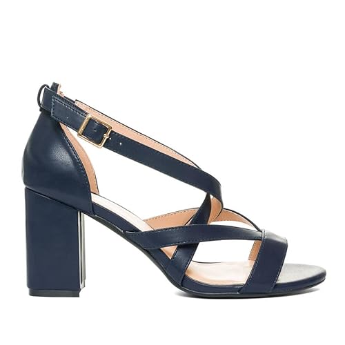 Andrés Machado – Damen Sandalen aus Synthetik mit hohem Absatz & Plateau – AM5684 – Marine - Größe EU 43 von Andrés Machado