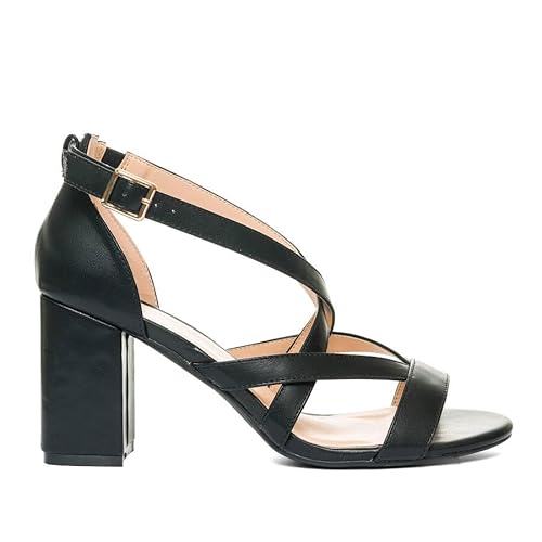 Andrés Machado – Damen Sandalen aus Synthetik mit hohem Absatz & Plateau – AM5684 – Schwarz - Größe EU 35 von Andrés Machado