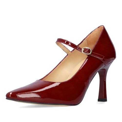 Andrés Machado - Damenpumps aus Lackleder in Bordeaux mit dünnem Absatz - Modell CARMELACHAROLTAPIZ - Spitz zulaufend mit elegantem Riemchen Größe 42 EU Bordeaux von Andrés Machado