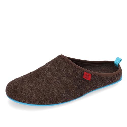 Andres Machado Dynamic - Unisex-Hausschuh aus Naturwolle und Feinfilz mit anatomischer Sohle - Made in Spain, 39 EU, Braun Blau von Andrés Machado