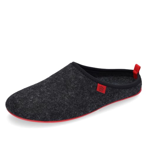 Andres Machado Dynamic - Unisex-Hausschuh aus Naturwolle und Feinfilz mit anatomischer Sohle - Made in Spain, 44 EU, Schwarz Rot von Andrés Machado