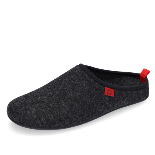 Andres Machado - Dynamic - Unisex-Hausschuh aus Naturwolle und Feinfilz mit anatomischer Sohle - Made in Spain -.EU 37 bis 47, Schwarz, 43 EU von Andrés Machado