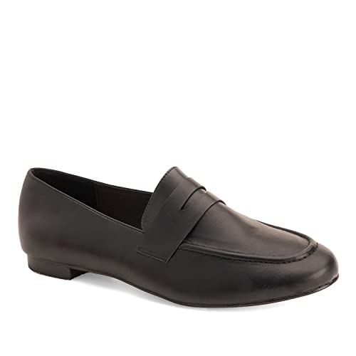 Andrés Machado - Elegante Ballerinas für Damen Junge Frauen– AM5595 – Bequeme Loafer Mokassins Damenschuhe mit flachem Absatz aus Lederimitat – Schwarz EU 43 von Andrés Machado