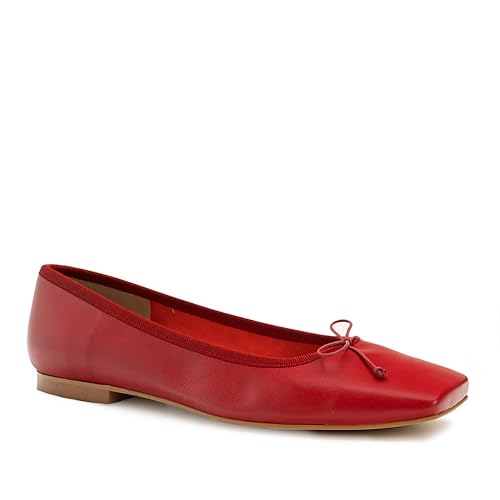 Andrés Machado - Elegante Ballerinas für Damen Junge Frauen aus Leder – Lisa – Bequeme Damenschuhe mit flachem Absatz für den Sommer Loafer Slipper mit eckiger Zehenkappe – Rot EU 44 von Andrés Machado