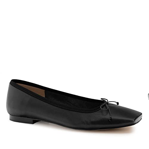 Andrés Machado - Elegante Ballerinas für Damen Junge Frauen aus Leder – Lisa – Bequeme Loafer für den mit flachem Absatz Sommer Slipper Mokassins mit eckiger Zehenkappe – Schwarz EU 43 von Andrés Machado