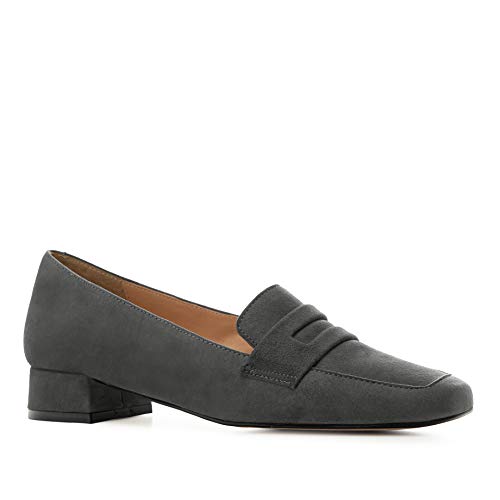 Andrés Machado - Elegante Loafer für Damen Junge Frauen aus Echtleder – Carolina– Bequeme Damenschuhe Ballerinas aus Leder Slipper mit Absatz – Grau, EU 43 von Andrés Machado