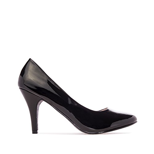 Andres Machado Elegante Pumps aus Lacklederimitat für Damen und Mädchen mit 9,5 cm Absatz High-Heels AM422 In verschiedenen Farbvariationen, Schwarz Lack, 43 EU von Andrés Machado