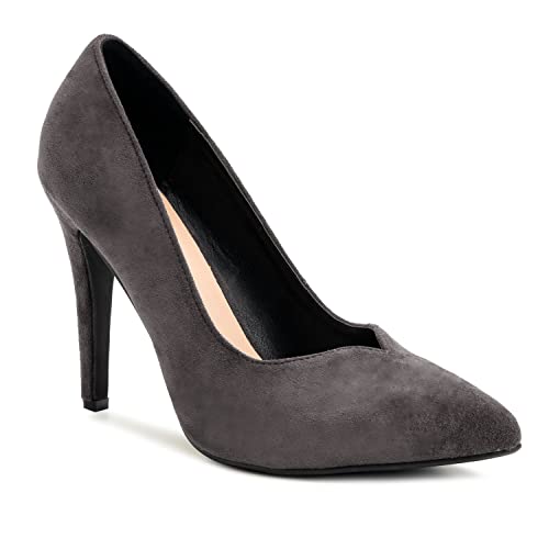 Andrés Machado - Elegante Pumps für Damen und Jugendliche - AM5584 - Damen Pumps Kunstleder High Heels mit spitzer Schuhspitze - Grau EU 44 von Andrés Machado