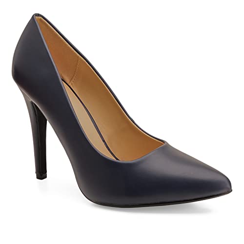 Andrés Machado - Elegante Pumps für Damen und Junge Frauen – AM5585 – Damenschuhe mit Absatz High-Heels aus Lederimitat mit schlanker Spitze – Marineblau EU 34 von Andrés Machado