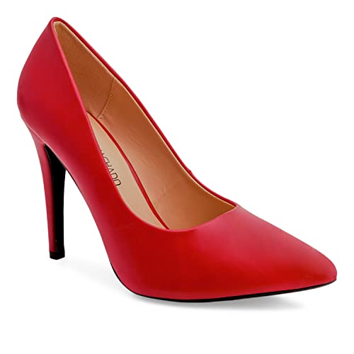 Andrés Machado - Elegante Pumps für Damen und Junge Frauen – AM5585 – Damenschuhe mit Absatz High-Heels aus Lederimitat mit schlanker Spitze – Rot EU 44 von Andrés Machado