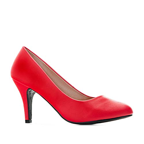 Andrés Machado - Elegante Business Pumps aus Lederimitat für Damen mit 9,5 cm Absatz – AM422 – High-Heels hohe Damenschuhe für den Sommer – Soft Rot Größe EU 36 von Andrés Machado