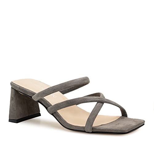 Andrés Machado - Elegante Sandalen für Damen junge Frauen aus Wildleder – BELLA – Bequeme Damenschuhe mit flachem Absatz Mules für den Sommer Sandaletten – Grau EU 36 von Andrés Machado