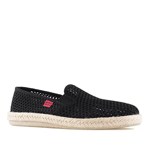 Andrés Machado - Espadrilles für Damen und Herren – AM500 - Slipper für den Sommer – Unisex Hausschuhe – aus Leinen mit Rutschfester Gummisohle und Jute – Netz Schwarz, EU 49 von Andrés Machado