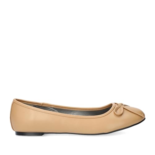 Andres Machado Flache Ballerinas für Damen und Junge Frauen mit flachem Blockabsatz und dekorativer Schleife - Loafer - TG104 Große Auswahl an Farben, Tg104soft Beige, 46 EU von Andrés Machado