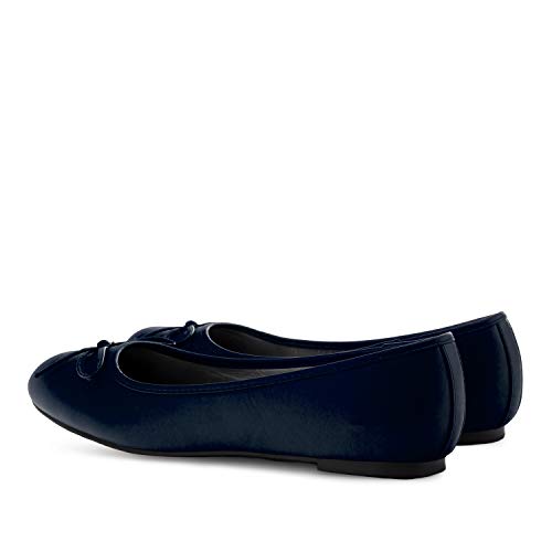 Andrés Machado - Klassische Ballerinas für Damen– TG104 – Loafer mit flachem Blockabsatz – Elegante Damenschuhe Slipper für den Sommer aus Lederimitat – Soft Dunkelblau EU 42 von Andrés Machado