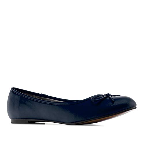 Andrés Machado - Klassische Ballerinas für Damen– TG104 – Loafer mit flachem Blockabsatz – Elegante Damenschuhe Slipper für den Sommer aus Lederimitat – Soft Dunkelblau EU 42 von Andrés Machado