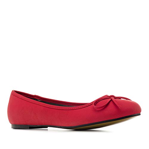 Andrés Machado - Flache Ballerinas für Junge Frauen – TG104 – Espandrillos mit flachem Blockabsatz Elegante Damenschuhe Slipper für den Sommer – aus Lederimitat – Rot EU 46 von Andrés Machado