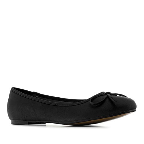 Andrés Machado - Flache Ballerinas für Junge Frauen – TG104 – Espandrillos mit flachem Blockabsatz Elegante Damenschuhe Slipper für den Sommer – aus Lederimitat – Schwarz EU 45 von Andrés Machado