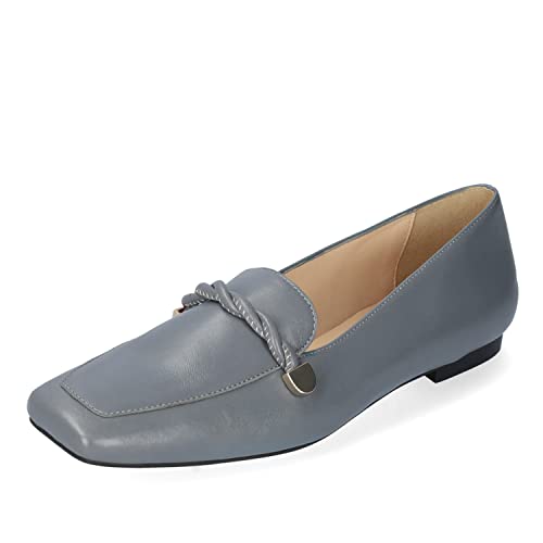 Andrés Machado - Flache Loafer aus Leder für Damen - Anisa - Karreespitze und dekorativ Aufsatz - Grau, Größe EU 44 von Andrés Machado