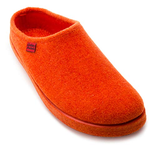 Andrés Machado - Hausschuhe für Damen / Herren für Herbst – Unisex Puschen für drinnen und draußen - AM001 – Pantoffeln aus Filz mit rutschfester Gummisohle – Orange, EU 35 von Andrés Machado