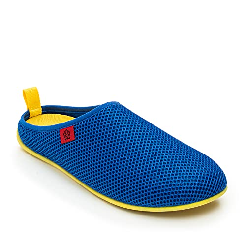 Andrés Machado - Hausschuhe für Damen – Frühling Sommer – Dynamic – Unisex Slipper - atmungsaktive Netzstruktur – rutschfeste Gummisohle herausnehmbares Fußbett - Marineblau Gelb EU 40 von Andrés Machado