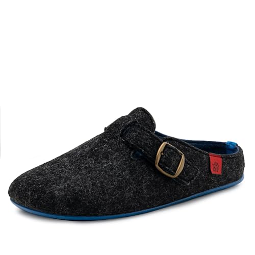 Andrés Machado - Hausschuhe für Damen - Sommer - VAL – Unisex Pantoffeln – Wolle und Filz – rutschfeste Gummisohle und herausnehmbares Fußbett - Schwarz Blau EU 37 von Andrés Machado