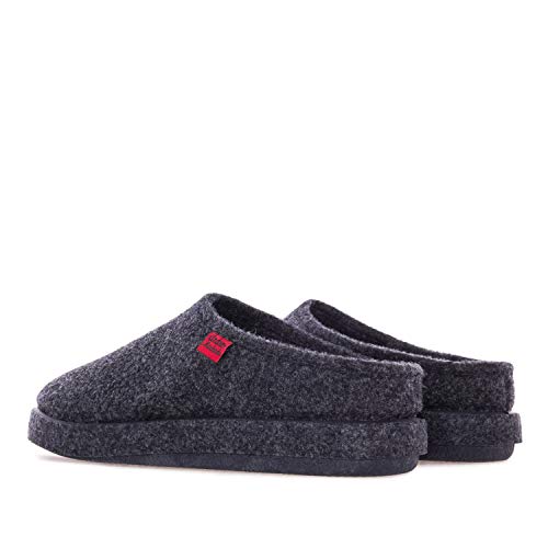 Andrés Machado - Hausschuhe für Damen für Frühling – Unisex Slipper für drinnen und draußen - AM001 – Schlappen aus Filz mit Rutschfester Gummisohle – Dunkelblau, EU 34 von Andrés Machado