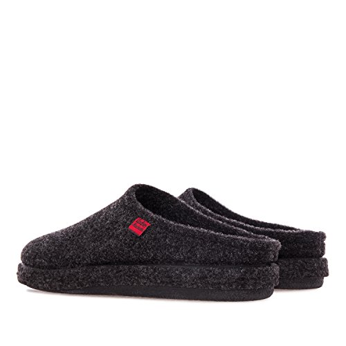 Andrés Machado - Hausschuhe für Damen für Frühling – Unisex Slipper für drinnen und draußen - AM001 – Schlappen aus Filz mit rutschfester Gummisohle – Schwarz, EU 34 von Andrés Machado