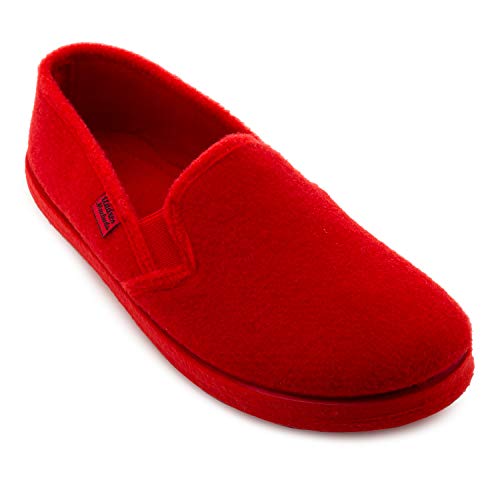 Andrés Machado - Hausschuhe für Damen für Frühling – Unisex Slipper für drinnen und draußen - AM002 – Schlappen aus Filz mit rutschfester Gummisohle und geschlossener Hacke – Rot, EU 34 von Andrés Machado