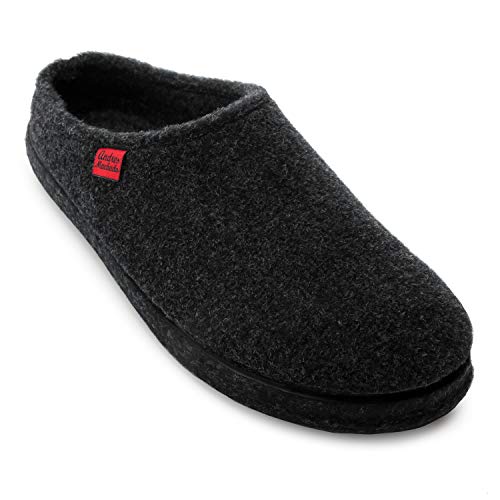 Andrés Machado - Hausschuhe für Damen für Sommer und Winter – Unisex Slipper für drinnen und draußen - AM001 – Schlappen aus Filz mit Rutschfester Gummisohle – Schwarz, EU 40 von Andrés Machado