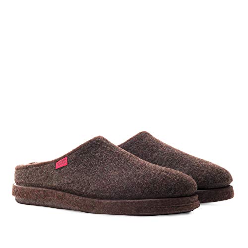 Andrés Machado - Hausschuhe für Damen für Sommer und Winter – Unisex Slipper für drinnen und draußen - AM001 – Schlappen aus Filz mit Rutschfester Gummisohle – Braun, EU 40 von Andrés Machado