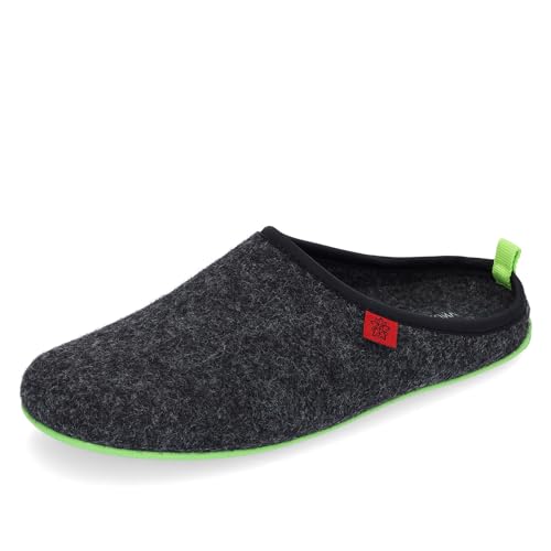 Andrés Machado - Hausschuhe für Herren - Frühling - Dynamic – Unisex Pantoffeln Slipper – Wolle und Filz – rutschfeste Gummisohle und herausnehmbares Fußbett - Schwarz Grün EU 50 von Andrés Machado