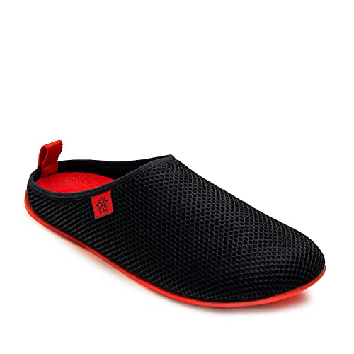 Andrés Machado - Hausschuhe für Herren – Frühling Sommer – DYNAMIC – Unisex Pantoffeln - atmungsaktive Netzstruktur – rutschfeste Gummisohle herausnehmbares Fußbett - Schwarz Rot EU 47 von Andrés Machado