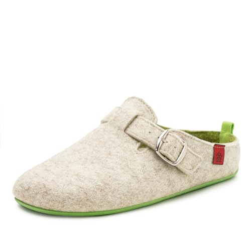 Andrés Machado - Hausschuhe für Herren - Herbst - VAL – Unisex Slipper – Wolle und Filz – rutschfeste Gummisohle und herausnehmbares Fußbett - Weiß Grün EU 46 von Andrés Machado