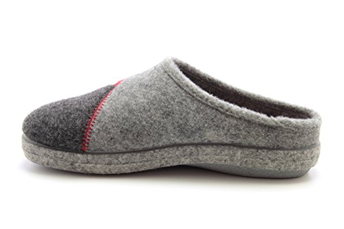 Andrés Machado - Hausschuhe für Herren für Winter – Unisex Slipper/Pantoffeln - AM001 für drinnen und draußen – Schlappen aus Filz mit Rutschfester Gummisohle – Rot Grau, EU 43 von Andrés Machado