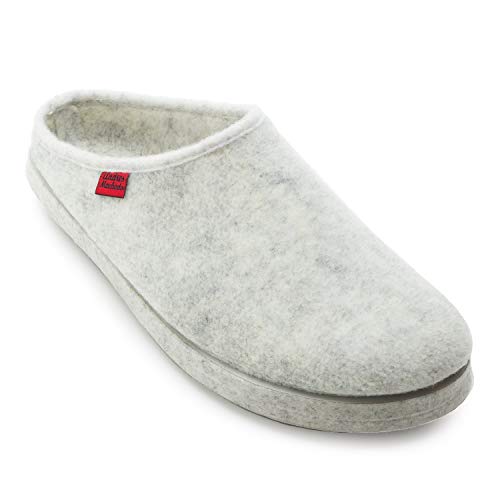 Andrés Machado - Hausschuhe für Herren für Winter – Unisex Slipper/Pantoffeln - AM001 für drinnen und draußen – Schlappen aus Filz mit rutschfester Gummisohle – Weiß, EU 43 von Andrés Machado