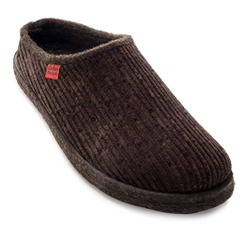 Andrés Machado - Hausschuhe für für Herren für Frühling – Unisex Slipper für drinnen und draußen - AM001 – Pantoffeln aus Filz mit Rutschfester Gummisohle – Kord Braun, EU 48 von Andrés Machado