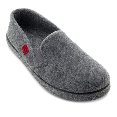 Andrés Machado - Hausschuhe für für Herren für Herbst – Unisex Slipper für drinnen und draußen - AM002 – Schlappen aus Filz mit Rutschfester Gummisohle und geschlossener Hacke – Grau, EU 49 von Andrés Machado