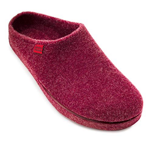 Andrés Machado - Hausschuhe für für Herren für Sommer – Unisex Slipper für drinnen und draußen - AM001 – Schlappen aus Filz mit Rutschfester Gummisohle – Bordeauxrot, EU 46 von Andrés Machado