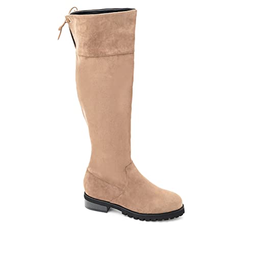 Andrés Machado - Hohe Stiefel aus Kunstleder - AM4203 - runde Leistenspitze und Flache Absatz - Braun, Größe EU 43 von Andrés Machado