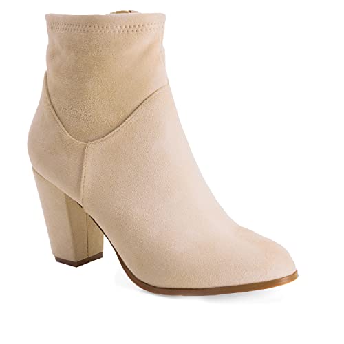 Andrés Machado – Hohe Stiefeletten mit Absatz für Damen und Junge Frauen – AM4217 – Knöchelhoch mit Blockabsatz – Perlweiß EU 43 von Andrés Machado