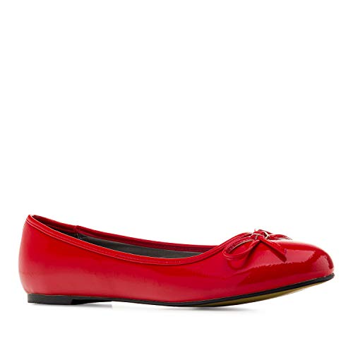 Andrés Machado - Klassische Ballerinas für Damen– TG104 – Loafer mit flachem Blockabsatz – Elegante Damenschuhe Slipper für den Sommer aus Lacklederimitat – Rot EU 42 von Andrés Machado