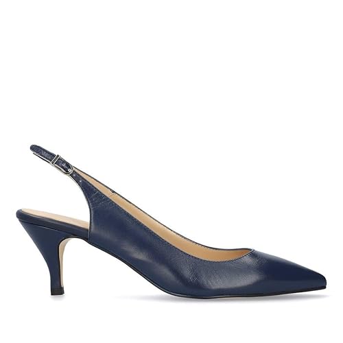Andrés Machado - Lederschuhe Frauen/Mädchen - Elena - Hoher Absatz - Schnallenverschluss - Spitze Spitze - Made IN Spain - Navy, EU 34 von Andrés Machado