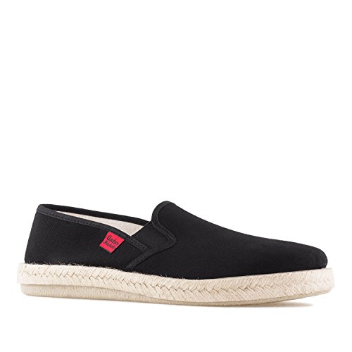 Andrés Machado - Leinenschuhe für Damen und Herren – AM500 - für den Sommer – Unisex Hausschuhe – Slipper aus Leinen mit Rutschfester Gummisohle und Jute – Schwarz, EU 43 von Andrés Machado