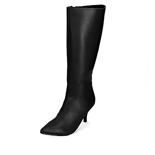 Andrés Machado - Mittelhohe Mid Calf Stiefel in Schwarz - AM4212 - schlankene Spitze und Stilettoabsatz - Schwarz, Größe EU 43 von Andrés Machado